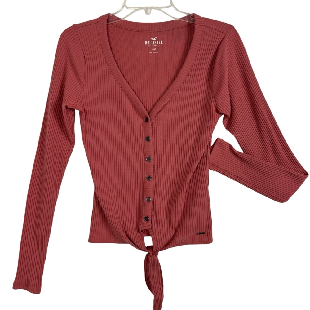 Hollister‎ Henley Button Down V-Neck Long Sleeve Shirt Medium Mauve Pink - Picture 5 of 12